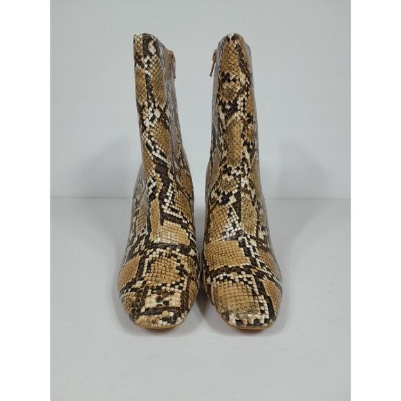 Lulus my generation Snake Reptile block heel women sz 7.5 Boots Bootie Ankle Tan - Picture 5 of 10